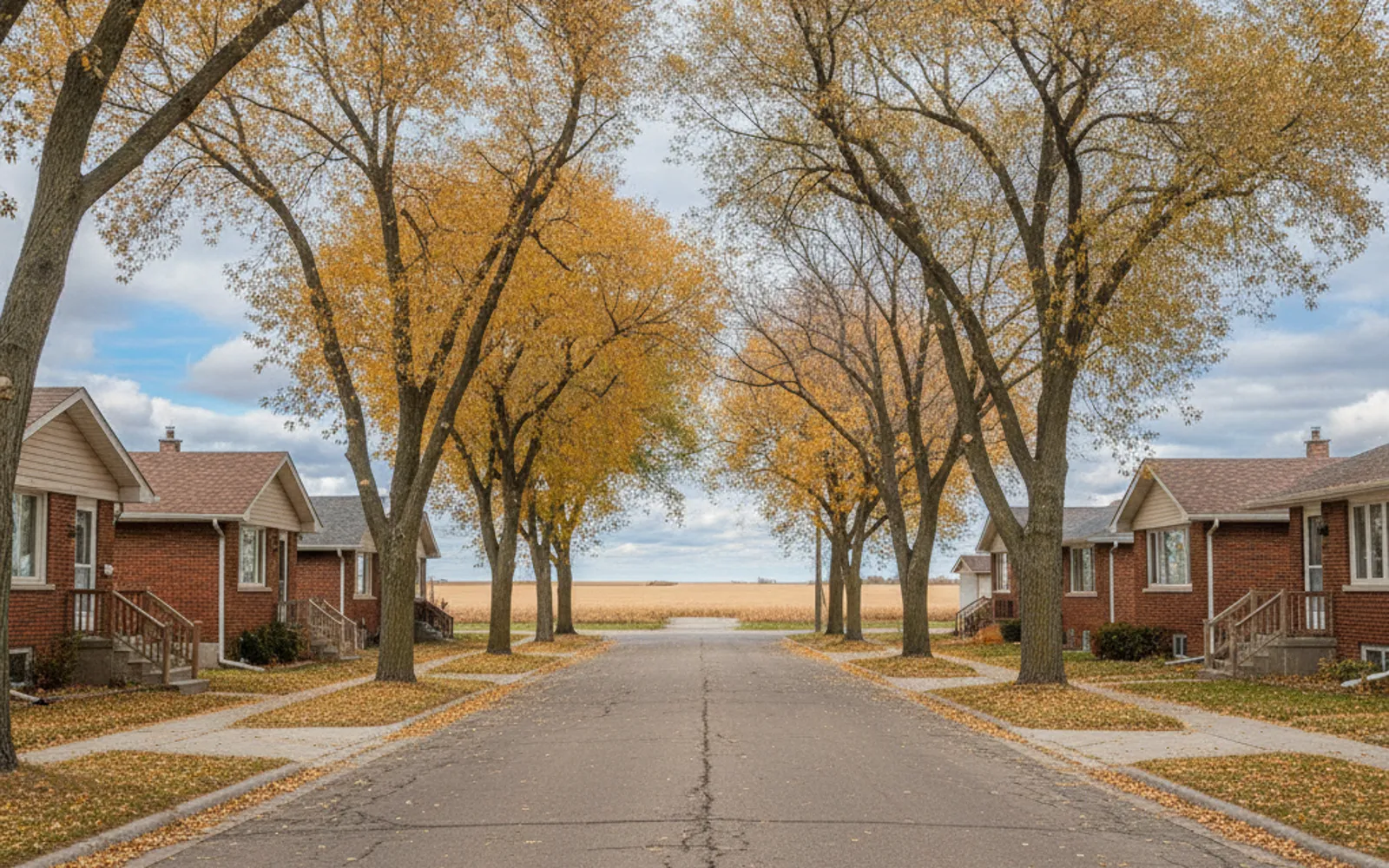 Tree-lined Prairie residential street